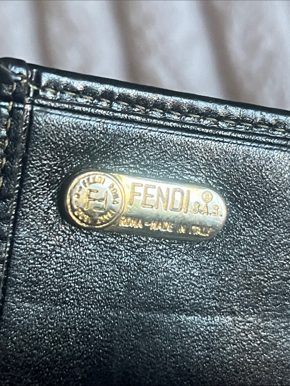 FENDI Vintage Striped Logo Wallet in Nero - Picture 6 of 11